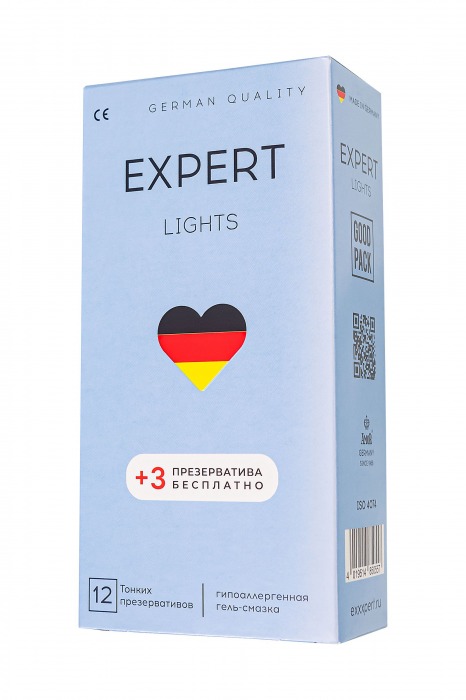 Ультратонкие презервативы EXPERT Lights - 12 шт.(+3 в подарок) - Expert - купить с доставкой в Новочеркасске