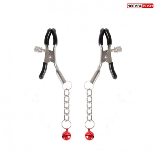 Серебристые зажимы на соски с шариками на цепочках - Notabu - купить с доставкой в Новочеркасске