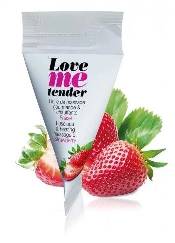 Съедобное согревающее массажное масло Love Me Tender Strawberry с ароматом клубники - 10 мл. - Love to Love - купить с доставкой в Новочеркасске