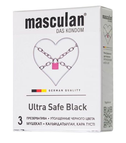 Ультрапрочные презервативы Masculan Ultra Safe Black - 3 шт. - Masculan - купить с доставкой в Новочеркасске