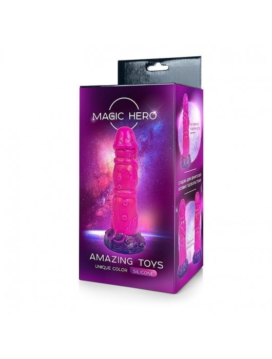 Розовый рельефный фантазийный фаллоимитатор - 20 см. - Bior toys - купить с доставкой в Новочеркасске