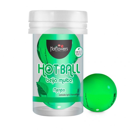 Лубрикант на масляной основе Hot Ball Beija Muito с ароматом мяты (2 шарика по 3 гр.) - HotFlowers - купить с доставкой в Новочеркасске