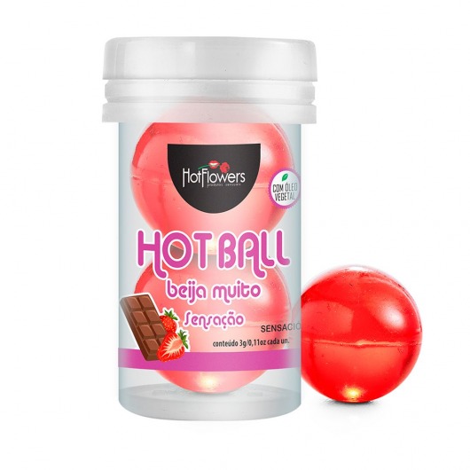 Лубрикант на масляной основе Hot Ball Beija Muito с ароматом шоколада и клубники (2 шарика по 3 гр.) - HotFlowers - купить с доставкой в Новочеркасске