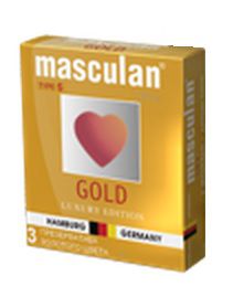 Презервативы Masculan Ultra Gold с золотым напылением и ароматом ванили - 3 шт. - Masculan - купить с доставкой в Новочеркасске