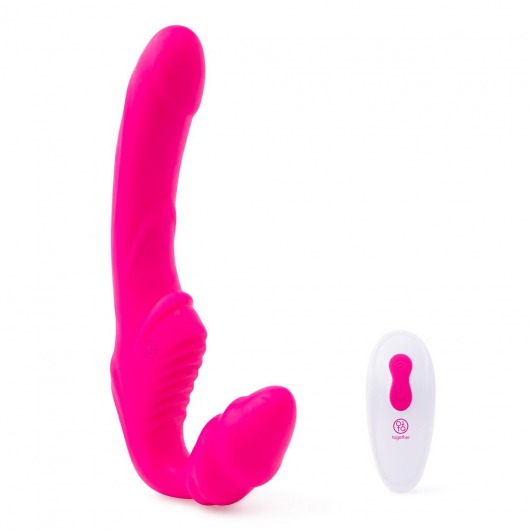 Розовый безремневой страпон на радиоуправлении Strapless Together - 22 см. - Together Toy - купить с доставкой в Новочеркасске