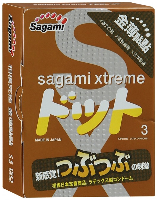 Презервативы Sagami Xtreme FEEL UP с точечной текстурой и линиями прилегания - 3 шт. - Sagami - купить с доставкой в Новочеркасске