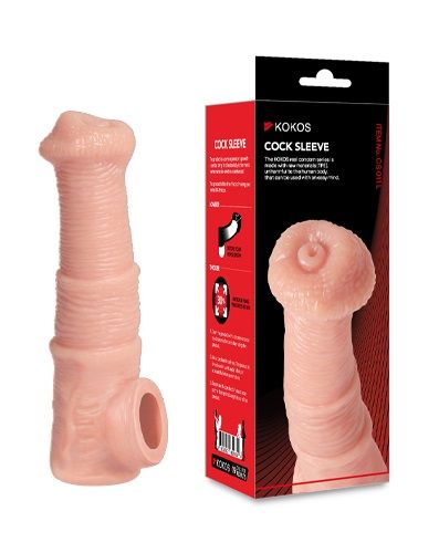 Телесная фантазийная насадка на член Cock Sleeve Size M - KOKOS - в Новочеркасске купить с доставкой