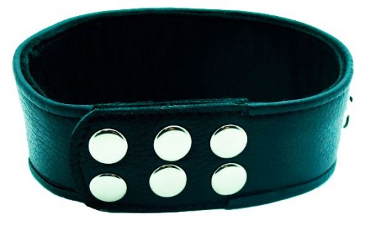 Чёрный кожаный ошейник с полукольцами и клёпками - БДСМ Арсенал - купить с доставкой в Новочеркасске