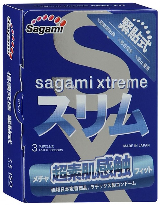 Розовые презервативы Sagami Xtreme FEEL FIT 3D - 3 шт. - Sagami - купить с доставкой в Новочеркасске