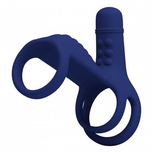 Синяя вибронасадка на пенис Vibrating Penis Sling - Baile - в Новочеркасске купить с доставкой
