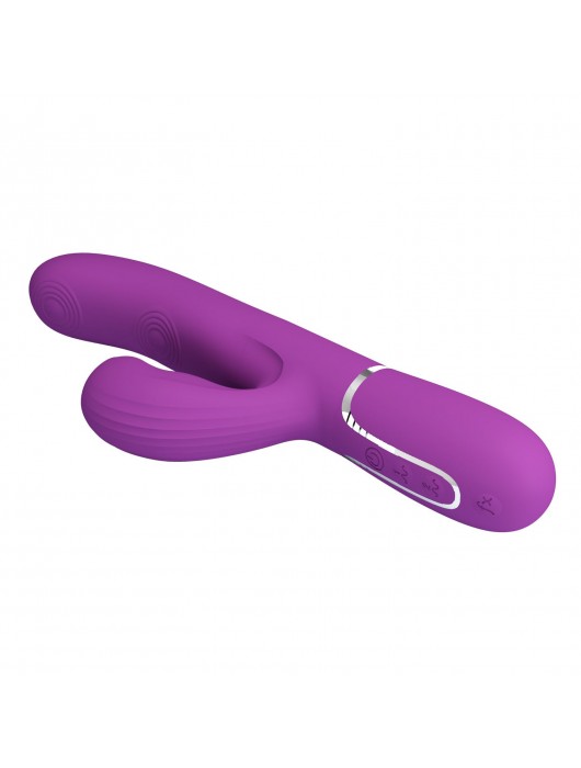 Фиолетовый вибратор с клиторальным отростком Perdita - 22,8 см. - Baile