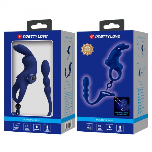 Синее эрекционное виброкольцо со съемным анальным хвостом - Baile - в Новочеркасске купить с доставкой