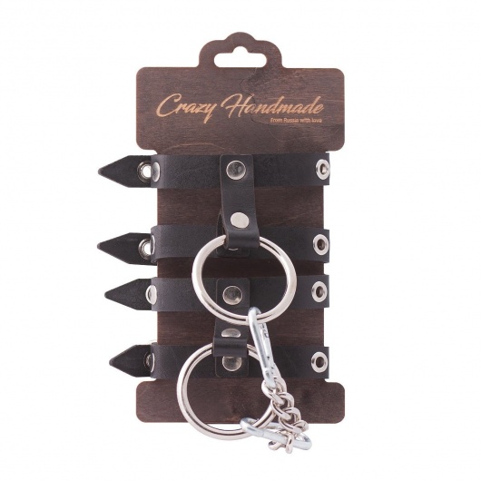 Черные однослойные наручники из натуральной кожи - Crazy Handmade - купить с доставкой в Новочеркасске