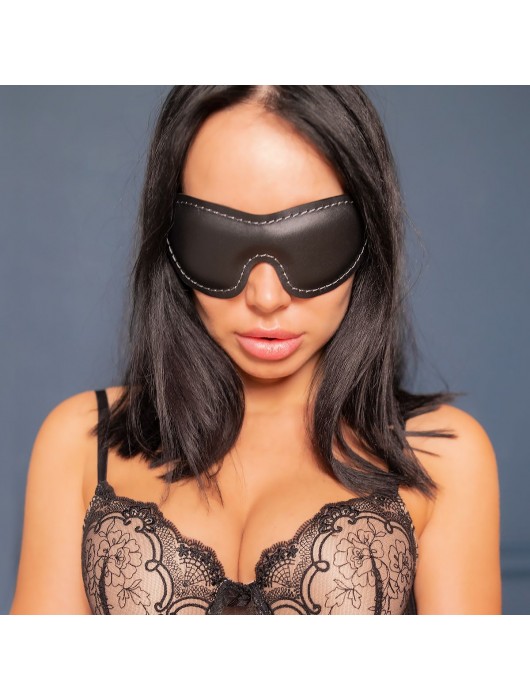 Черная мягкая закрытая маска из натуральной кожи - Crazy Handmade - купить с доставкой в Новочеркасске