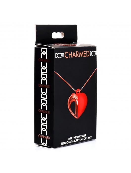 Красное ожерелье с подвеской-вибратором 10X Vibrating Silicone Heart Necklace - XR Brands