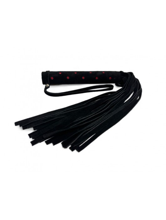 Черная замшевая плеть с красными точками на рукояти Red dot Princess - 43 см. - БДСМ Арсенал - купить с доставкой в Новочеркасске