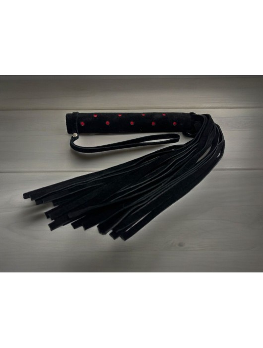 Черная замшевая плеть с красными точками на рукояти Red dot Princess - 43 см. - БДСМ Арсенал - купить с доставкой в Новочеркасске