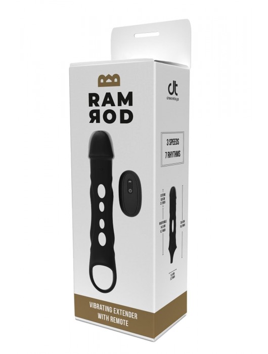 Черная насадка-удлинитель Vibrating Extender With Remote с вибрацией - Dream Toys - в Новочеркасске купить с доставкой
