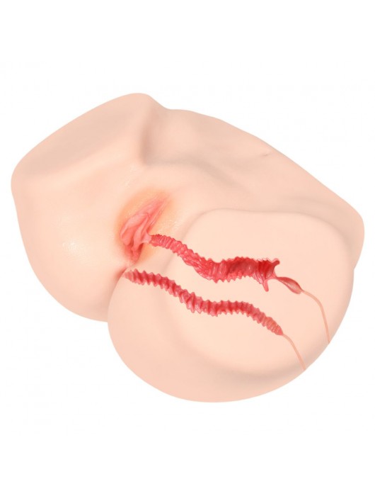 Телесный полуторс с двойным слоем материала и вибрацией Vanilla Onahole Real Vagina - KOKOS - в Новочеркасске купить с доставкой