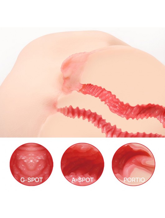 Телесный полуторс с двойным слоем материала и вибрацией Vanilla Onahole Real Vagina - KOKOS - в Новочеркасске купить с доставкой