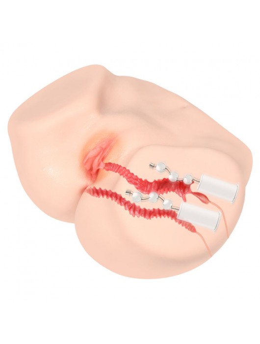 Телесный полуторс с двойным слоем материала и вибрацией Vanilla Onahole Real Vagina - KOKOS - в Новочеркасске купить с доставкой