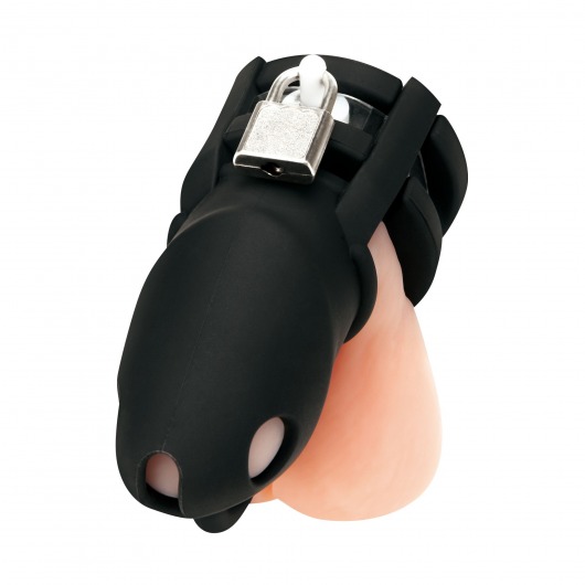 Черная клетка для пениса Silicone Small 2 in Cock Cage With Ball Divider - BlueLine - купить с доставкой в Новочеркасске