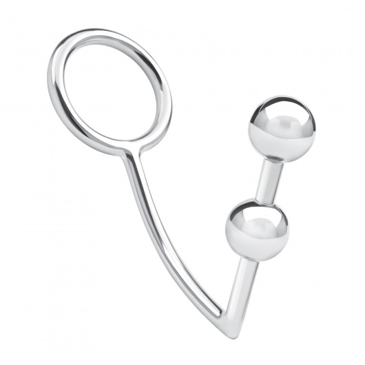 Кольцо на пенис с анальным стимулятором Two Bead Stainless Steel Anal Hook   Cock Ring - BlueLine - в Новочеркасске купить с доставкой
