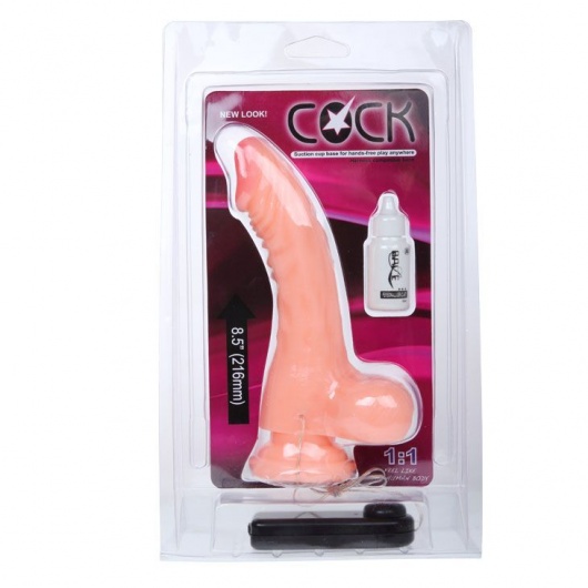 Вибромассажёр фаллической формы с присоской в основании - 21,6 см. - Baile