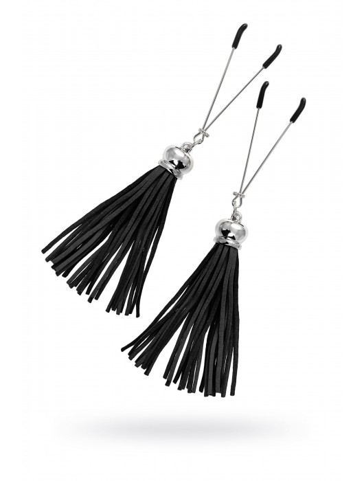 Зажимы на соски «Вилки» с черными кисточками из замши - Pecado - купить с доставкой в Новочеркасске