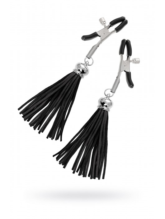 Зажимы на соски «Прищепки» с черными кисточками из замши - Pecado - купить с доставкой в Новочеркасске