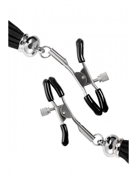 Зажимы на соски «Прищепки» с черными кисточками из замши - Pecado - купить с доставкой в Новочеркасске