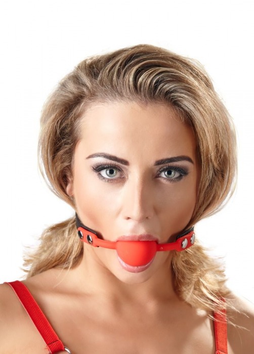 Силиконовый кляп-шар на чёрных ремешках Red Gag silicone - Orion - купить с доставкой в Новочеркасске