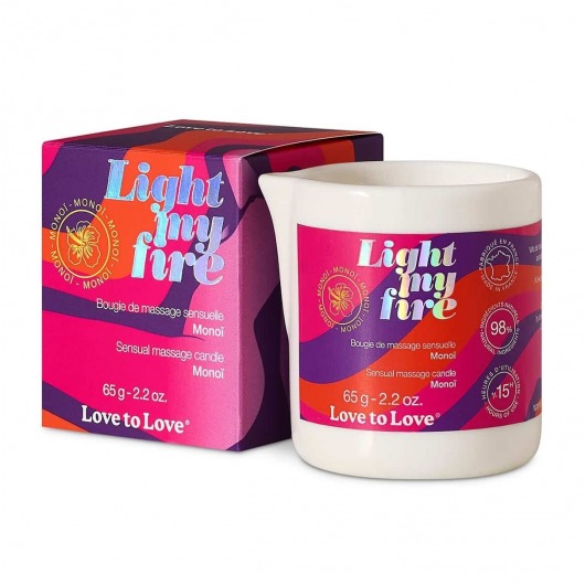Массажная свеча Light My Fire с ароматом моной - 80 мл. - Love to Love - купить с доставкой в Новочеркасске