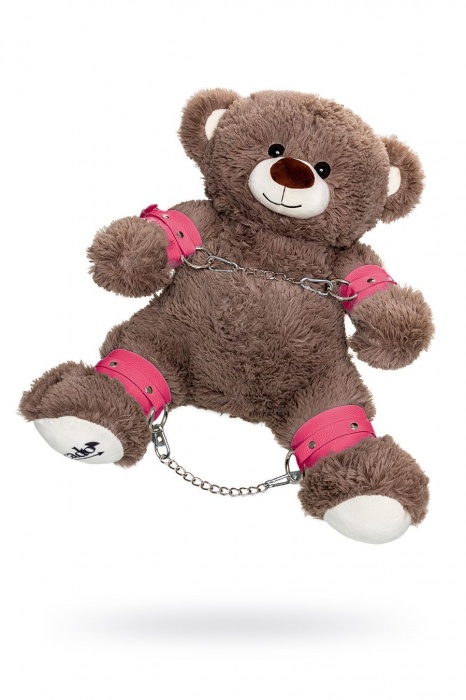 Бондажный набор: бурый мишка с розовыми оковами и наручниками - Pecado - купить с доставкой в Новочеркасске