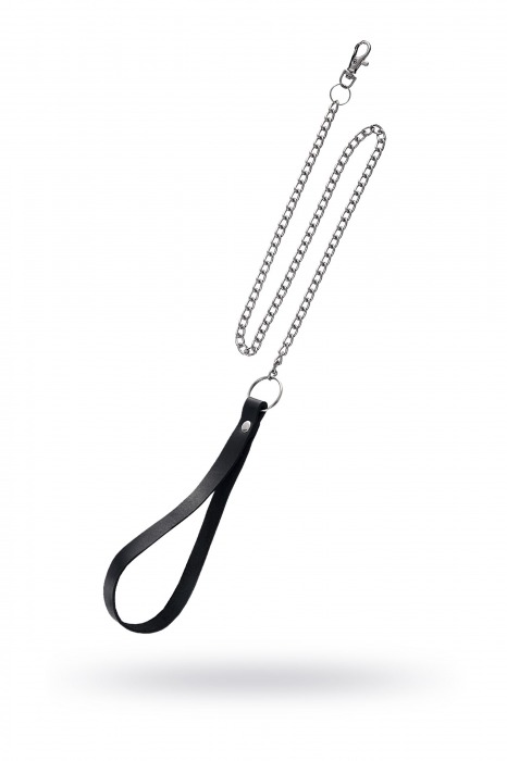 Поводок с ручкой из черной натуральной кожи и карабином для ошейника - Pecado - купить с доставкой в Новочеркасске
