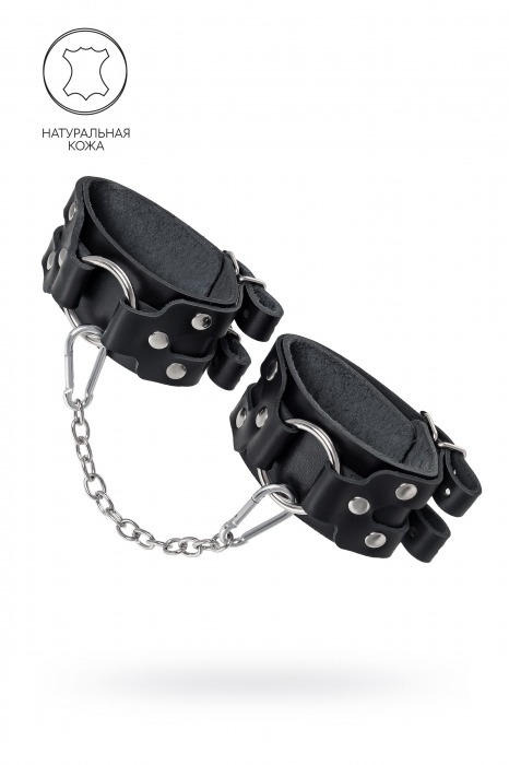 Черные кожаные оковы с двумя ремешками - Pecado - купить с доставкой в Новочеркасске