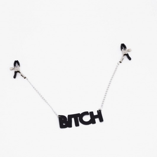 Зажимы на соски с кожаной подвеской Bitch - Crazy Handmade - купить с доставкой в Новочеркасске