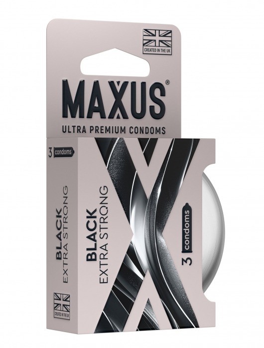 Черные утолщенные презервативы MAXUS Extra Strong с железным кейсом - 3 шт. - Maxus - купить с доставкой в Новочеркасске