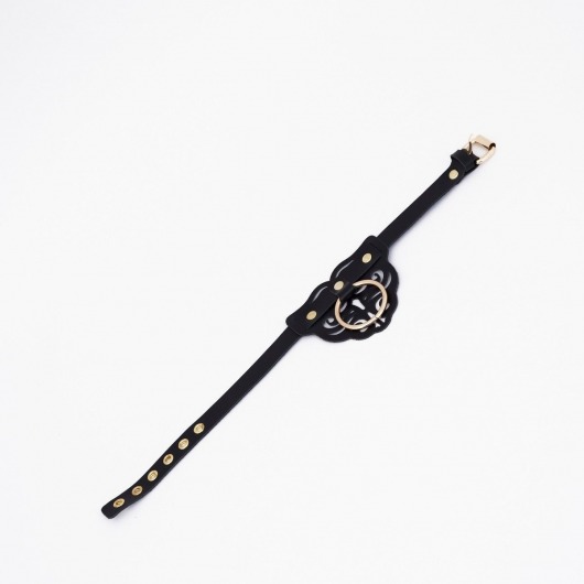 Черный чокер с клепками и золотистой фурнитурой - Crazy Handmade - купить с доставкой в Новочеркасске