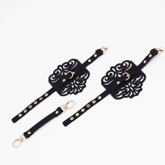 Черный фигурные оковы с золотистой фурнитурой - Crazy Handmade - купить с доставкой в Новочеркасске