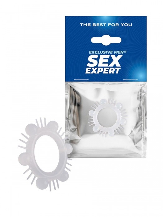 Эластичное эрекционное кольцо с шипиками и шариками - Sex Expert - в Новочеркасске купить с доставкой