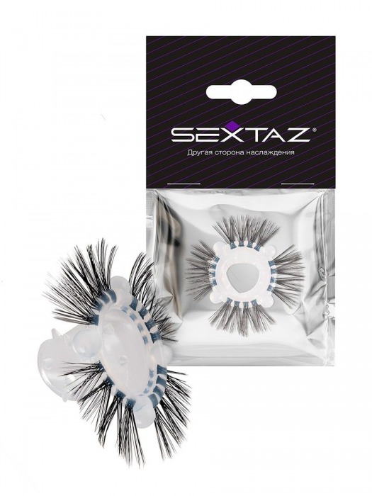 Эластичное эрекционное кольцо с черными «ресничками» - Sextaz - в Новочеркасске купить с доставкой