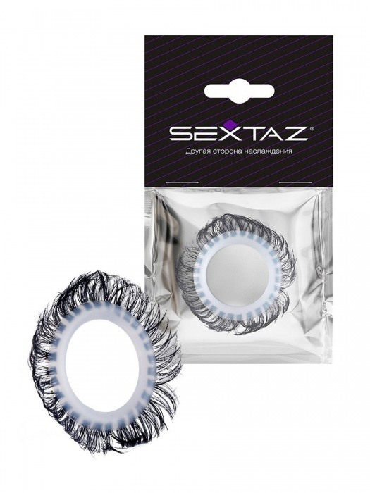 Эластичное эрекционное колечко с черными «ресничками» - Sextaz - в Новочеркасске купить с доставкой