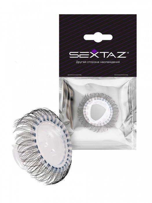 Эластичное эрекционное кольцо с длинными черными «ресничками» - Sextaz - в Новочеркасске купить с доставкой