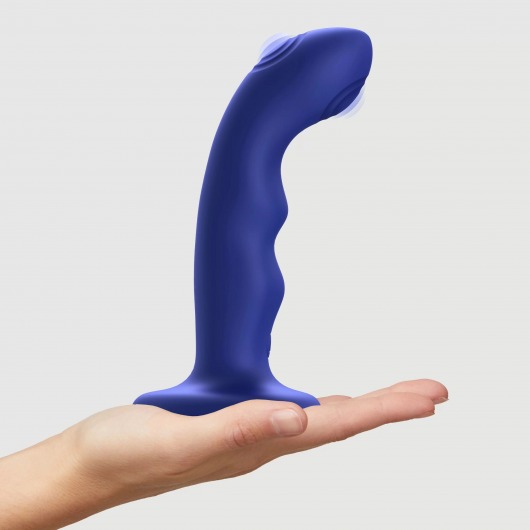 Синяя насадка-стимулятор Strap-On-Me Tapping Dildo Wave - Strap-on-me - купить с доставкой в Новочеркасске