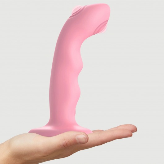 Розовая насадка-стимулятор Strap-On-Me Tapping Dildo Wave - Strap-on-me - купить с доставкой в Новочеркасске