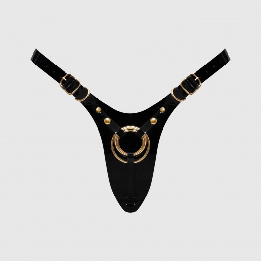 Черный пояс для фиксации насадок Strap-On-Me Leatherette Harness Fabulous - Strap-on-me - купить с доставкой в Новочеркасске