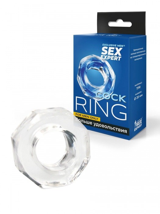 Прозрачное эрекционное кольцо в форме гайки - Sex Expert - в Новочеркасске купить с доставкой