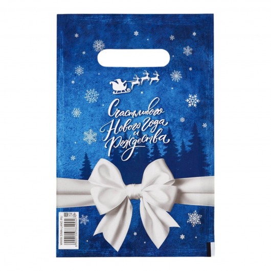 Сине-белый подарочный новогодний пакет с вырубной ручкой (20х30 см) - Сима-Ленд - купить с доставкой в Новочеркасске