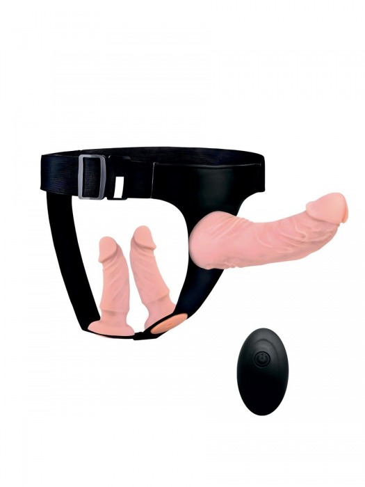 Женский страпон с 3 насадками и вибрацией - Erowoman-Eroman - купить с доставкой в Новочеркасске